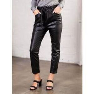 Bishop + Young Maya Vegan Leather Pants XS Black Elastic Waist NWT